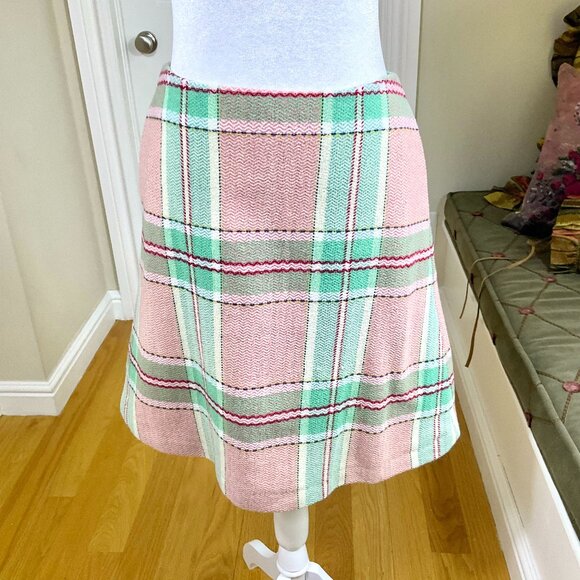 Boden Skirt Plaid Wool Blend A-Line Red Green Multi (10) - Picture 1 of 6